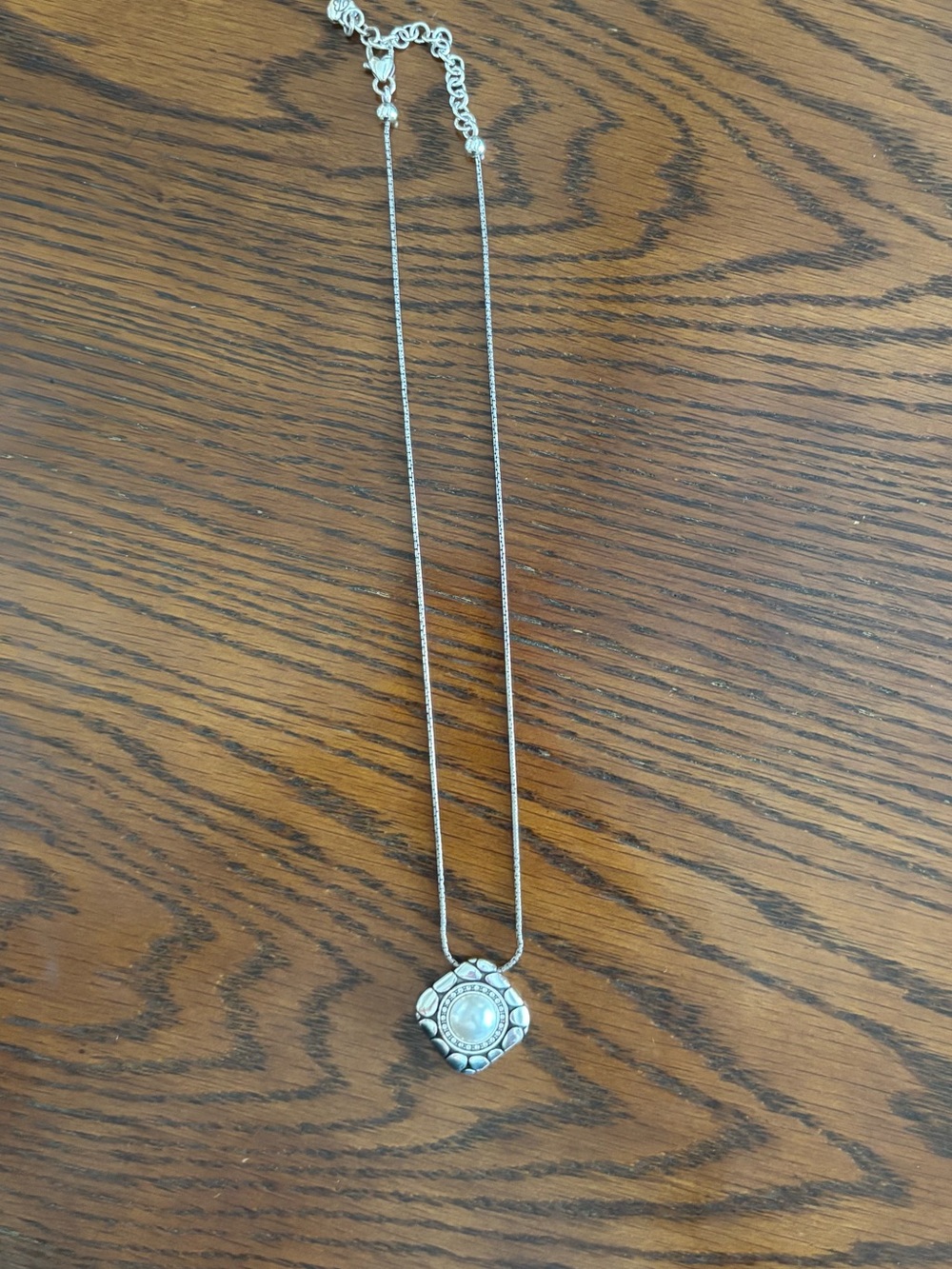 Brighton Silver Pendant Necklace with White Center